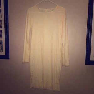 Long sleeve lace dress.